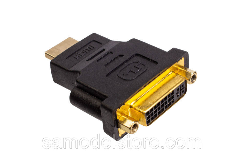 Перехідник штекер HDMI — гніздо DVI (24+5) пластик, фото 1