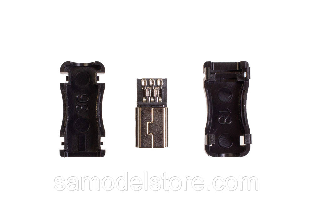 Штекер mini USB 5p розбірний із корпусом, чорний