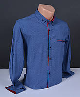 Мужская рубашка G-port с узором синяя Турция 1063