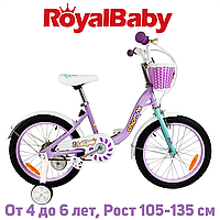 Детский двухколесный велосипед для девочки с корзинкойRoyalBaby Chipmunk MM Girls 16", OFFICIAL UA, фиолетовый