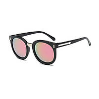 Солнцезащитные очки черные с розовыми линзами