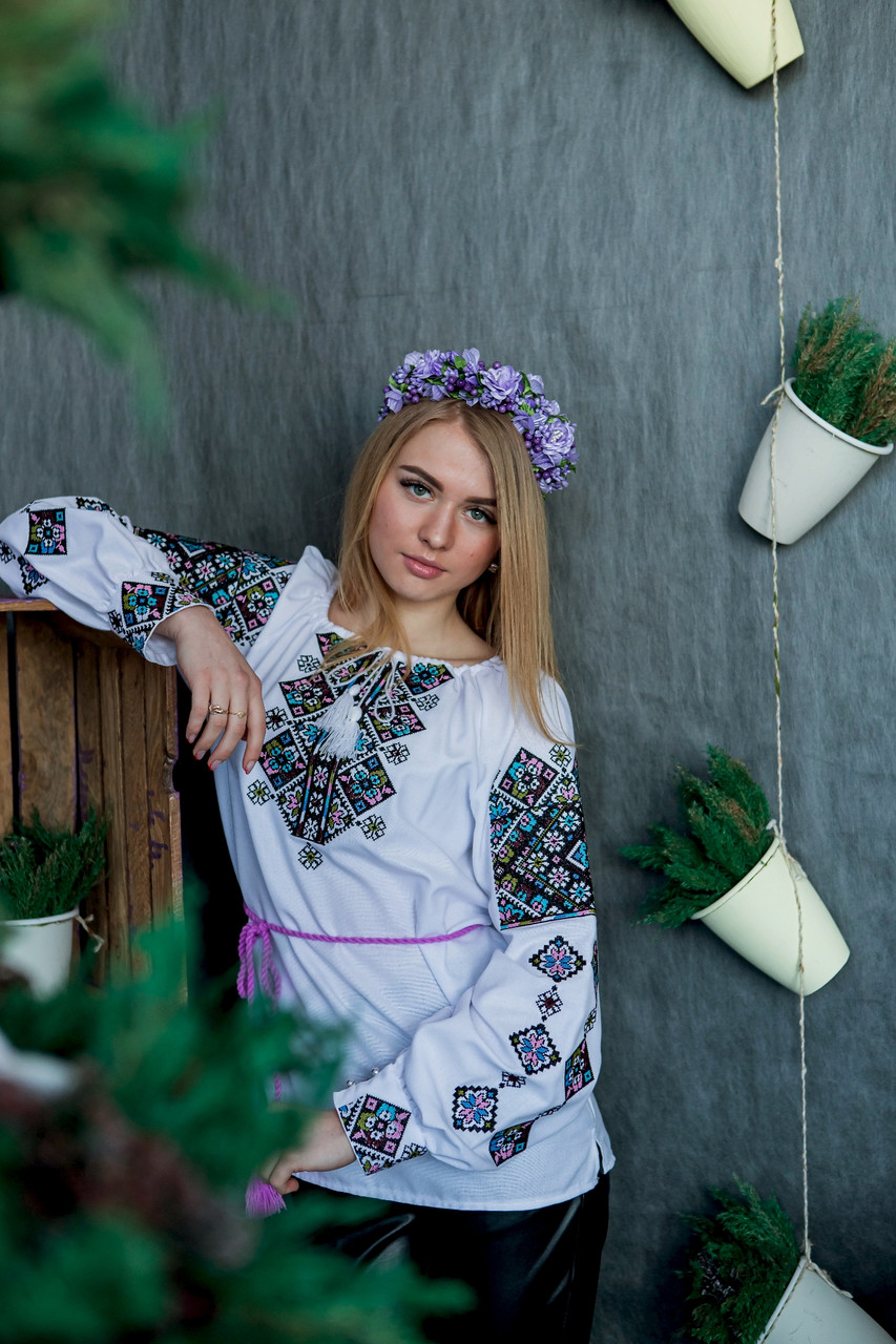 Вишиванка жіноча Стильна домоткане полотно, фото 1