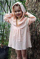 Детская пляжная туника хлопковая "Персик" с капюшоном - пляжная одежда для детей, туники, панамы, рубашки