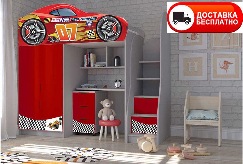 Дитяче ліжко-кімната Bed-Room No1 Тачки 07 червона, спальне місце 1700х800 мм