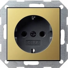 Розетка з заземленням GIRA System 55 латунь чорний