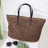 Сумка жіноча пляжна містка з підкладкою крафтова, світло-бежева, фото 2