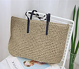 Сумка жіноча пляжна містка з підкладкою крафтова, світло-бежева, фото 4