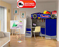 Детская кровать-комната Bed-Room №1 Formula 1 синяя, спальное место 1700х800 мм