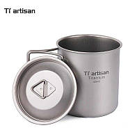 Туристическая титановая кружка Tiartisan 420 мл. Туристическая посуда из титана.