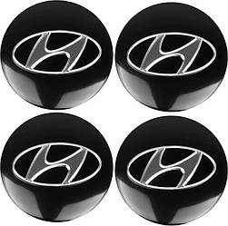 Наклейки на диски Hyundai 56mm (4 шт) - Black