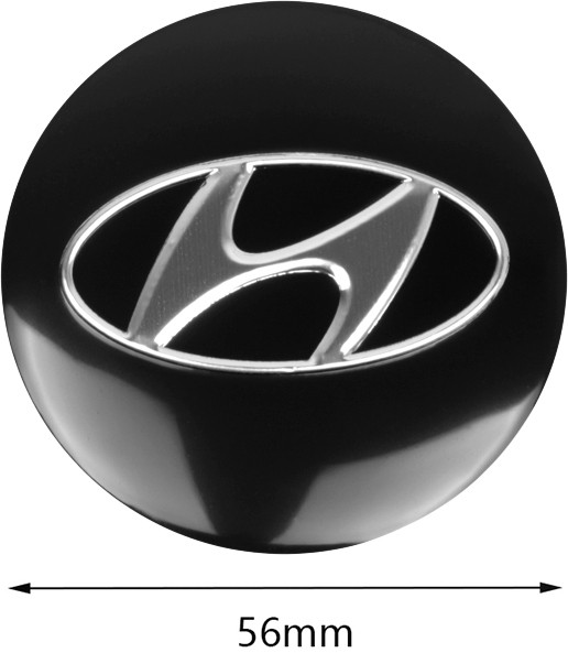 Наклейки на диски Hyundai 56mm (4 шт) - Black - фото 3 - id-p1139064993