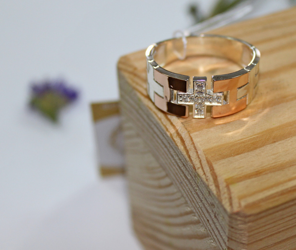 Мужской серебряный перстень с золотом "Ватикан" Кольцо для мужчины из серебра с фианитами - фото 4 - id-p1139070838