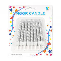 Свічки для торта "Спіраль" срібло 8 шт