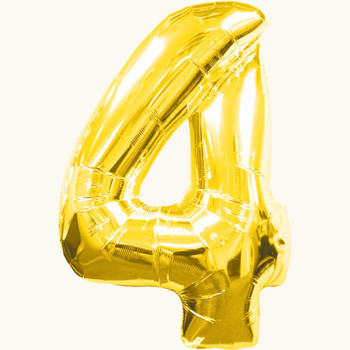 Куля цифра "4" Колір: Золото. Розмір: 40"(100 см). Пр-во: FlexMetal (Іспанія)