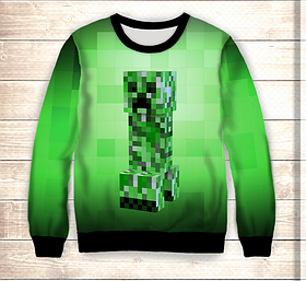 Світшот 3D Minecraft Майнкрафт Крипер ВСІ Розміри