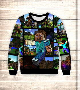 Світшот 3D MINECRAFT WORLDS/Свитшот Мир Майнкрафта ВСІ Розміри