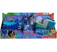 Герои в масках Ромео на ледяной лаборатории и Кэтбой на Кэт-мобиле PJ Masks Hero Villain Vehicles Catboy