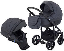 Коляска Adamex Prince X 36 чорна рама на колесах непрокалываемых