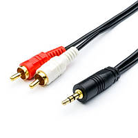 Кабель аудио DC3.5 > 2RCA, mini-jack(M) > 2тюльпана (M), Atcom, 1.8m, пакет (10707)