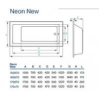 Ванна акрилова Neon New 180 x 80 см Koller Pool