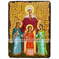 Икона Вера, Надежда, Любовь и мать их София Святые Мученицы ,икона на дереве 130х170 мм