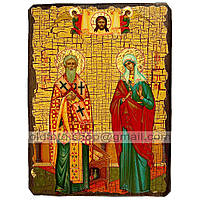 Икона Киприан и Иустина Святые Великомученики ,икона на дереве 130х170 мм