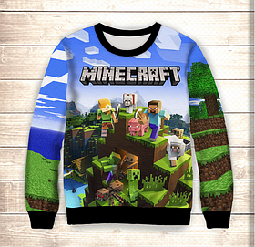 Світшот 3D World Minecraft / Мир Майнкрафт ВСІ Розміри