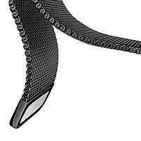 Ремінець металевий для годинника 22 мм міланська петля чорний, фото 5