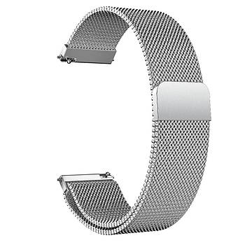 Ремінець металевий для годинника 20 мм міланська петля сріблястий