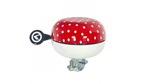 Дзвоник KLS Bell 80 червоний горошок, гучний механічний, кріплення на кермо 80 мм