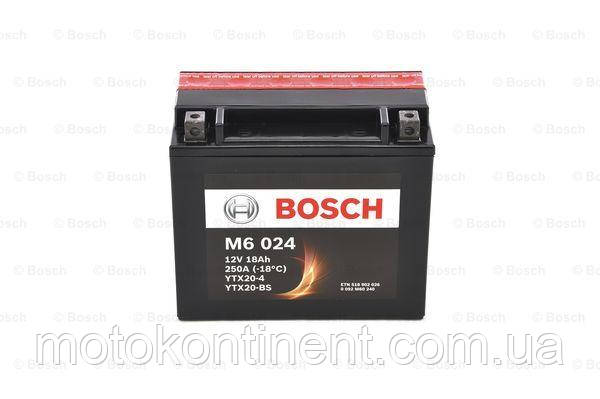 Мото акумулятор BOSCH 18AH 150A 175x87x155 M6 Лівий [+] 12VBosch 0092M60140 (ETX20H-BS / YTX20H-BS / YTX20-BS