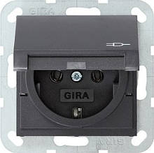 Розетка з з/к і кришкою GIRA System 55 антрацит