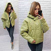 Куртка коротка оберсайз матова арт. 187 тендітний зелений / зелений зелений колір