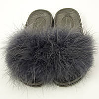 Шлепанцы пушистики для девочки детские PaGo серые Kids