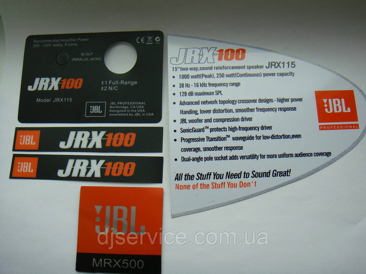 Набір наклейок на колонку JBL JRX125, фото 1