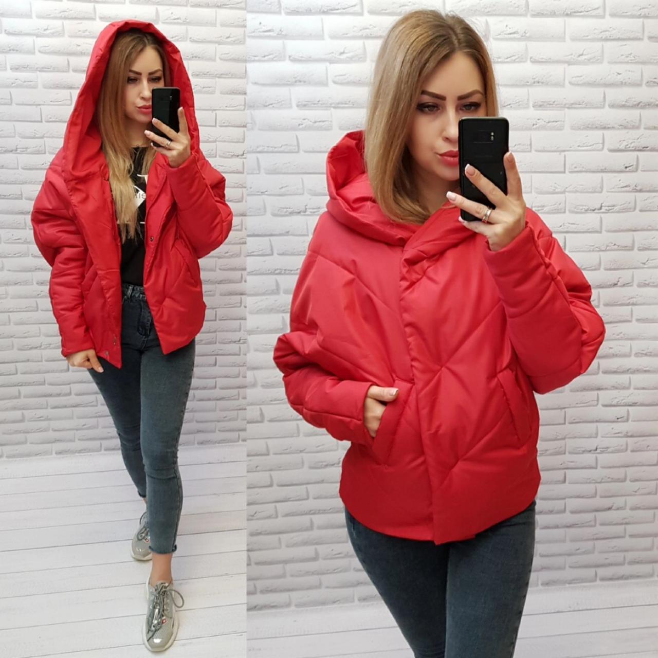 Куртка коротка оберсайз матова арт. 187 Червона / червоний