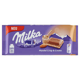 Milka з мигдальним кремом і шматочками мигдалю 90g