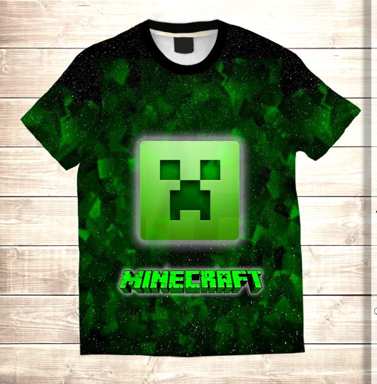 Футболка 3D MINECRAFT Logo Neon ВСІ Розміри, фото 1