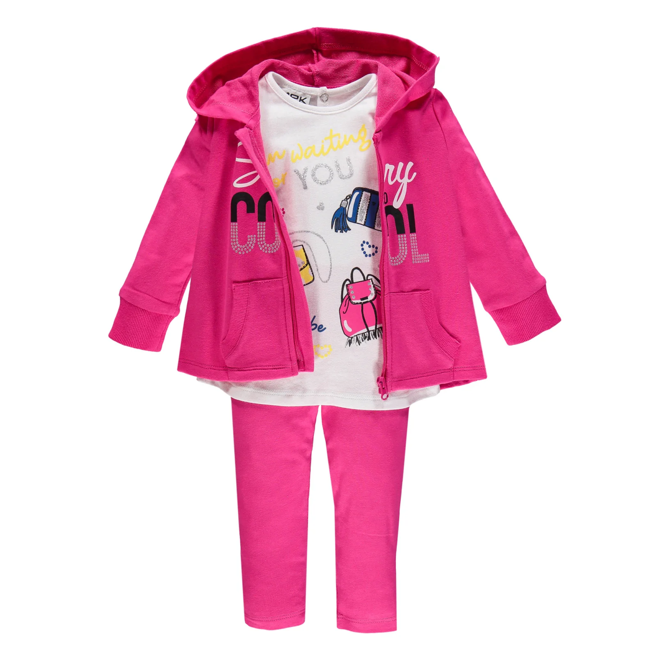 Костюм легкий трійка для дівчинки Mek 201MEEP002-052 рожевий 110