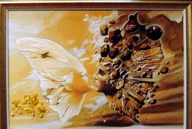 Картина з бурштину " Ідилія" 30х40см, фото 1