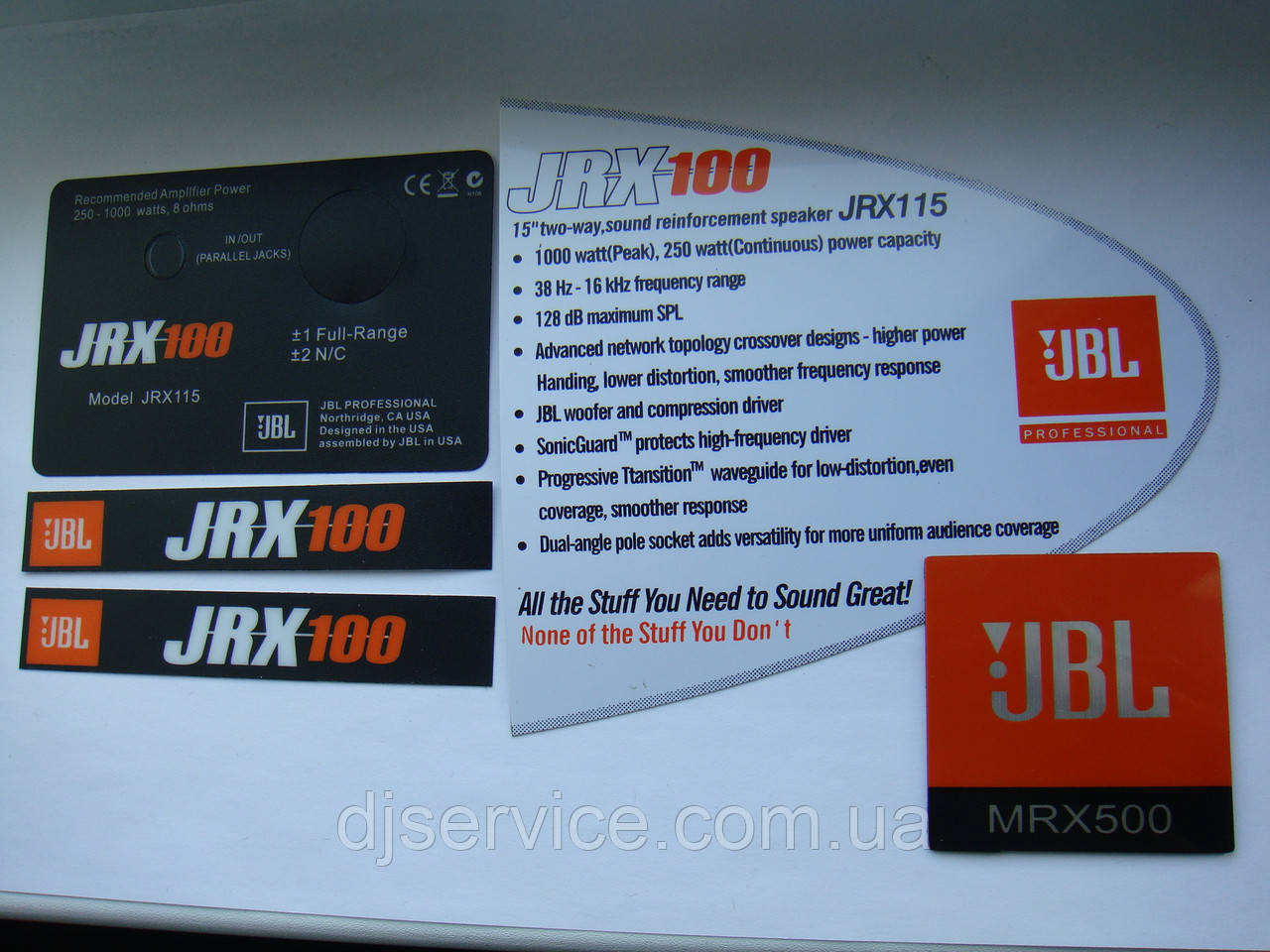 Набір наклейок на колонку JBL JRX115 JRX100, фото 1