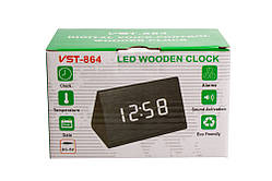 Годинник 14,5х7 см. біле, червоне світіння, трикутні 