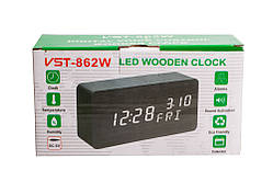 Годинник 15х7 см. + датчик вологості, чорний, синє світіння, прямокутні