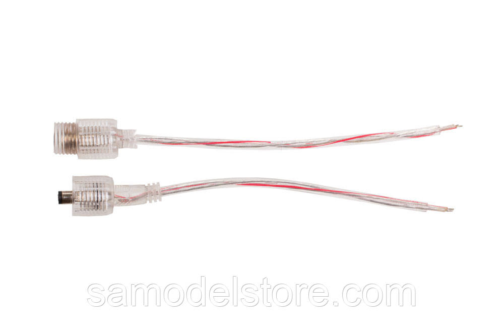 Комплект з'єднувальний кабель WP Cable 2pin (2 jack) штекер + гніздо Dilux прозорий IP65