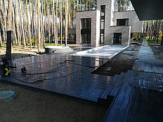 Терраса возле бассейна из ДПК Renwood 3D на композитных лагах в г. Буча 3