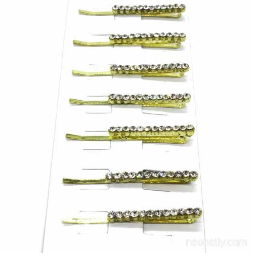 Заколка невидимка золотистая с камнями уп. - 12 шт. (ID#1139491194 ...