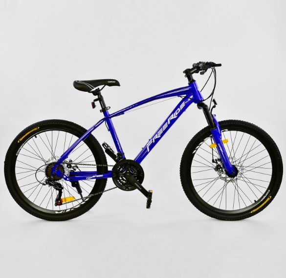 Велосипед Спортивний CORSO FREE RIDE 0012 — 9057 колеса 24" дюймів BLUE рама металева 13", 21 швидкість