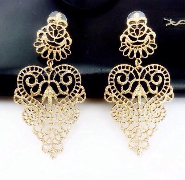 Гарні ажурні сережки під золото, фото 1