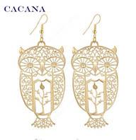 Гарні ажурні сережки  "Сова " под золото