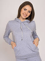 Толстовка жіноча Vivioji Сірий c капюшоном на зав'язках розмір S (12321)